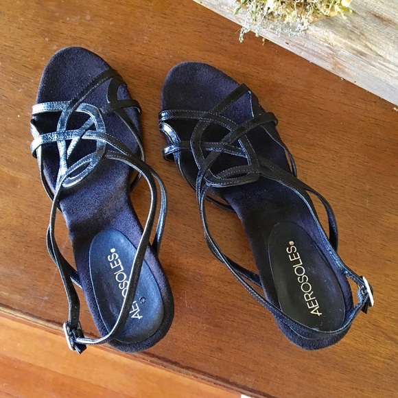 Aerosoles Strappy Black Kitten Heels size 8 1/2 - Picture 4 of 8